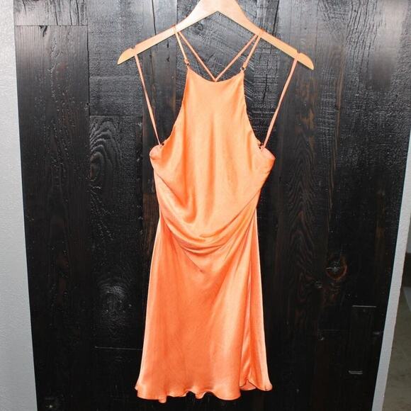 BEC & BRIDGE Annika Silky Slinky Sexy Open Low Back Strappy Mini Dress 4 New - Picture 1 of 13